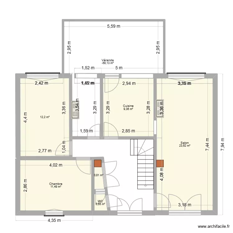 14 RTE. Plan de 7 Pièces et 79 m²