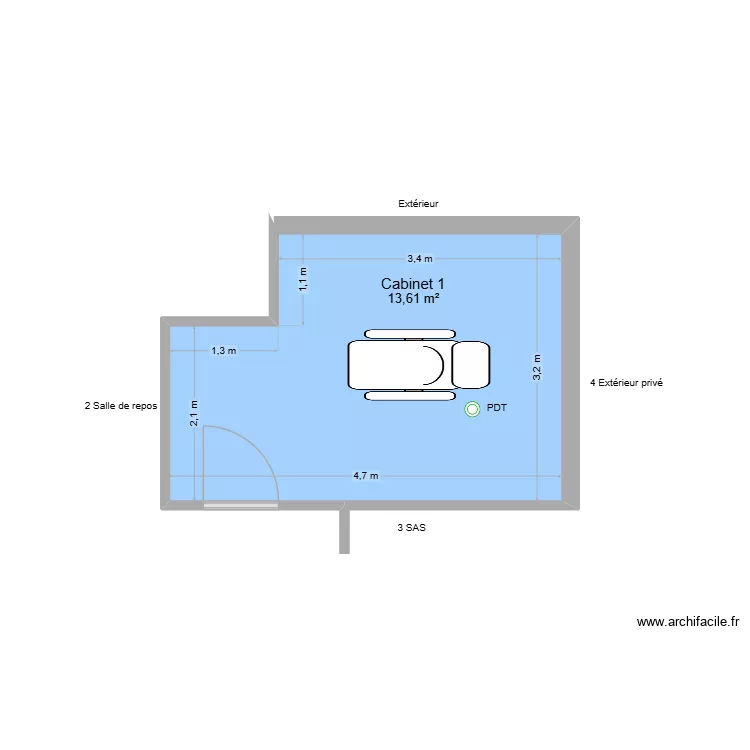 50683 Cabinet 1. Plan de 1 et 14 m² 50683 Cabinet 1. Plan de 1 et 14 m²