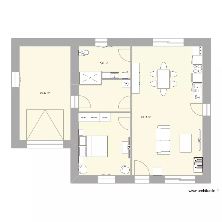 PROJET JONZAC. Plan de 3  et 87 m²