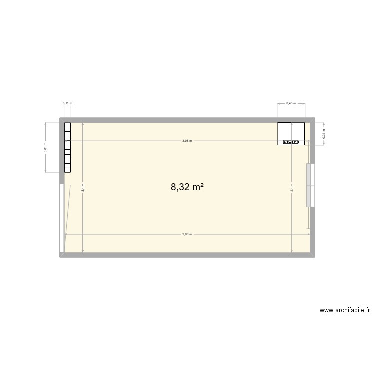 Macau. Plan de 1 pièce et 8 m2