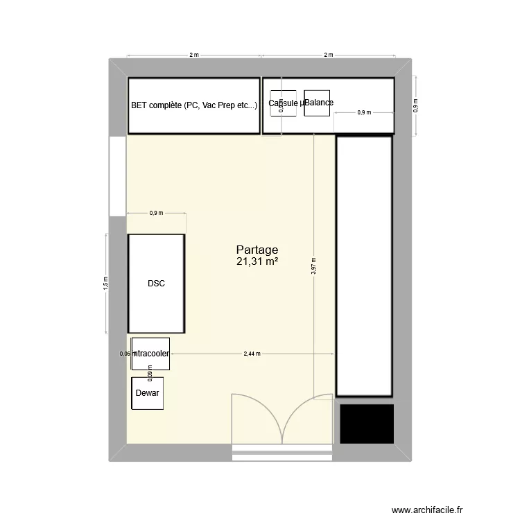 Labo. Plan de 2  et 22 m²