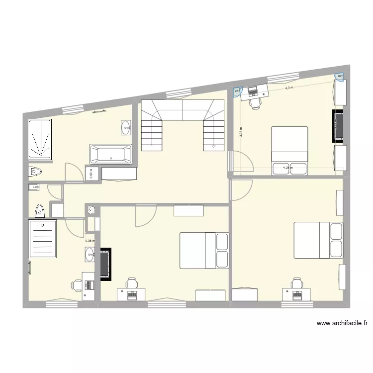 DH - 2eme etage 20/09/26. Plan de 6 Pièces et 92 m² DH - 2eme etage 20/09/26. Plan de 6 Pièces et 92 m²