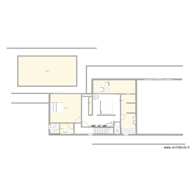 yahoue niveau1. Plan de 5 pièces et 85 m2