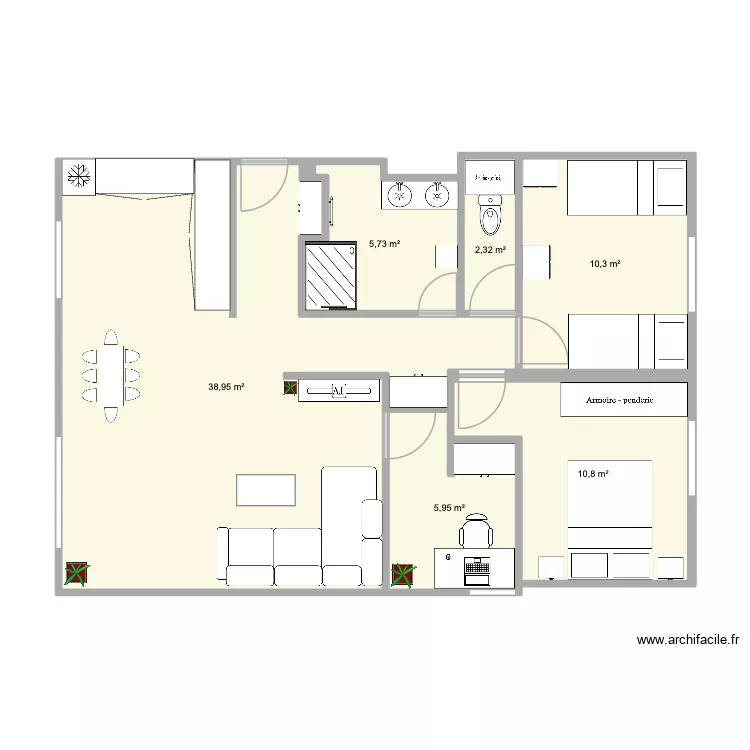 PLan 2. Plan de 6  et 74 m²