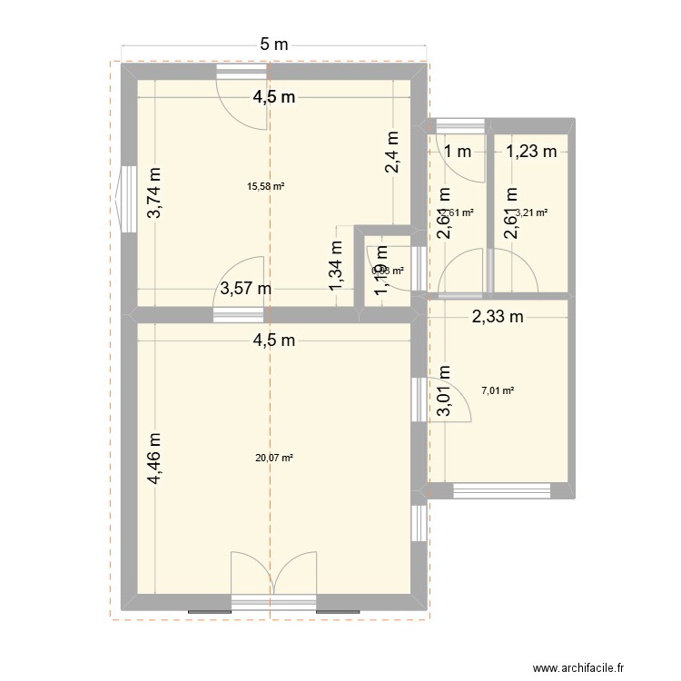 plan 1. Plan de 6 pièces et 49 m2