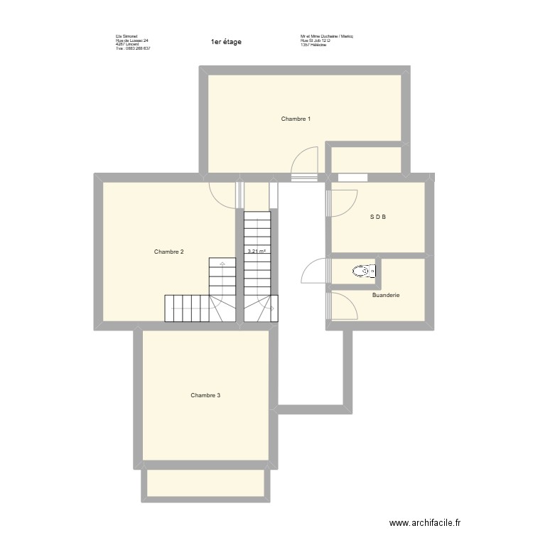 Duchaine / Maricq 1er. Plan de 9 pièces et 66 m2