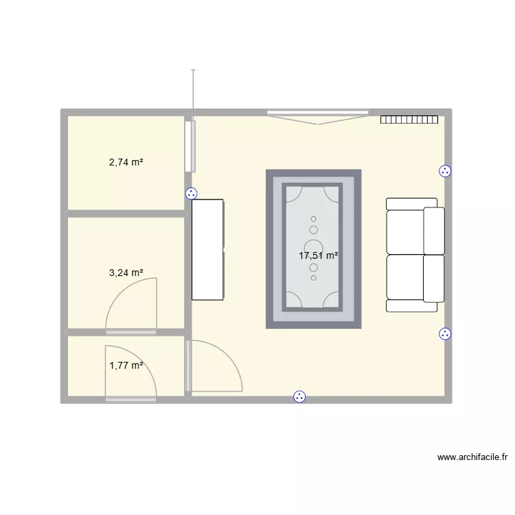 STUDIO. Plan de 4  et 25 m²