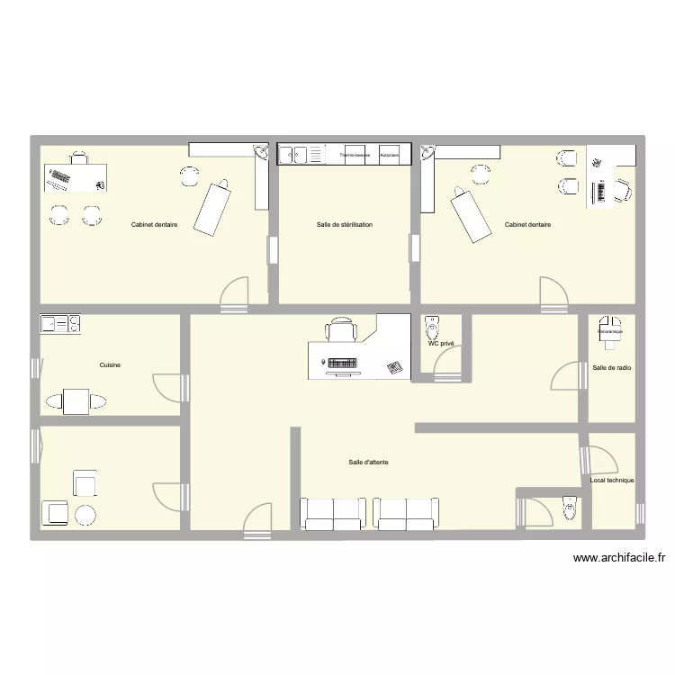 Plan cabinet dentaire. Plan de 8  et 175 m²