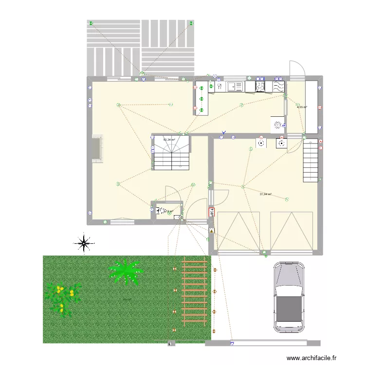 Maison Cormeilles-RDC-AC Ext&eacute;rieurV2. Plan de 