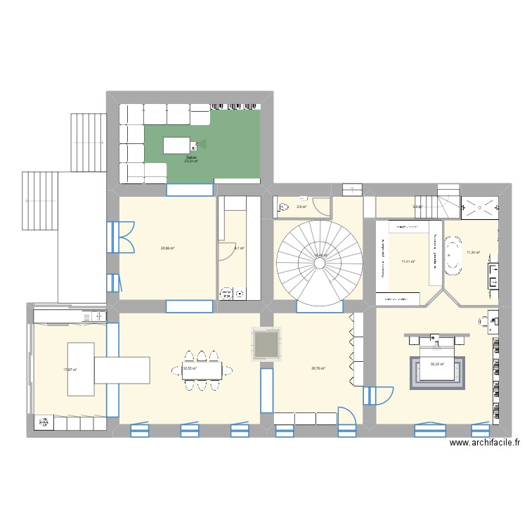 St Martin Veranda aménagement JC. Plan de 15 pièces et 308 m2