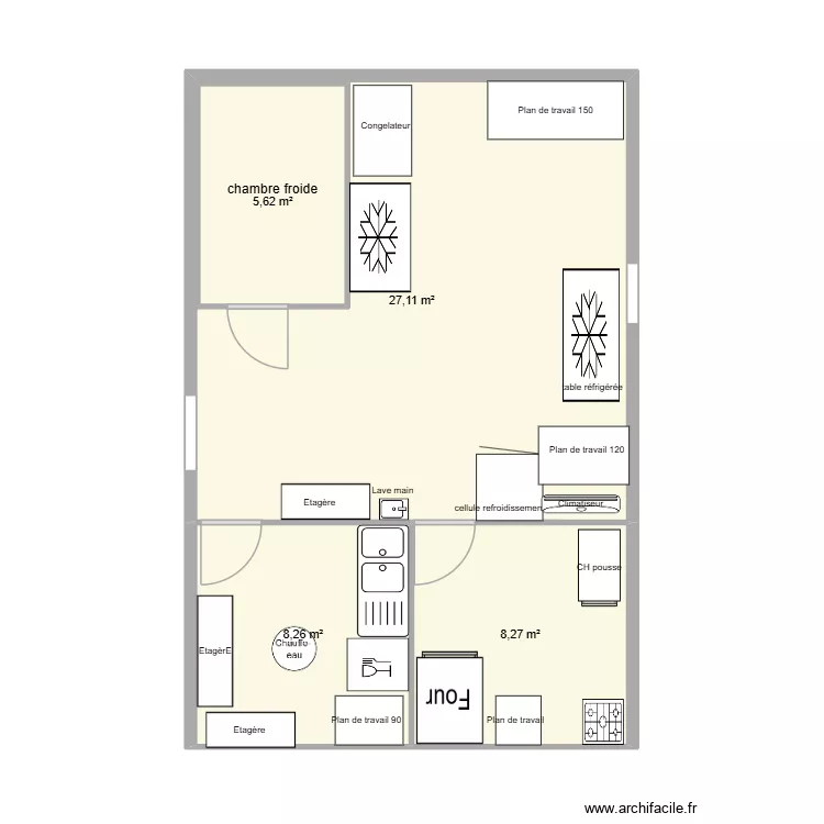 LABO trait. Plan de 4  et 55 m²
