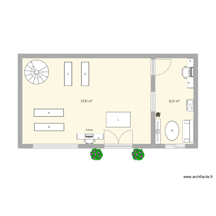 Magasin. Plan de 0 pièce et 0 m2