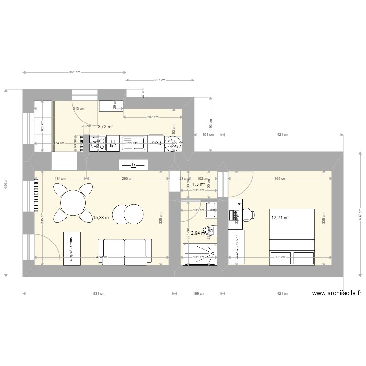 Studio AY 1. Plan de 5 pièces et 41 m2