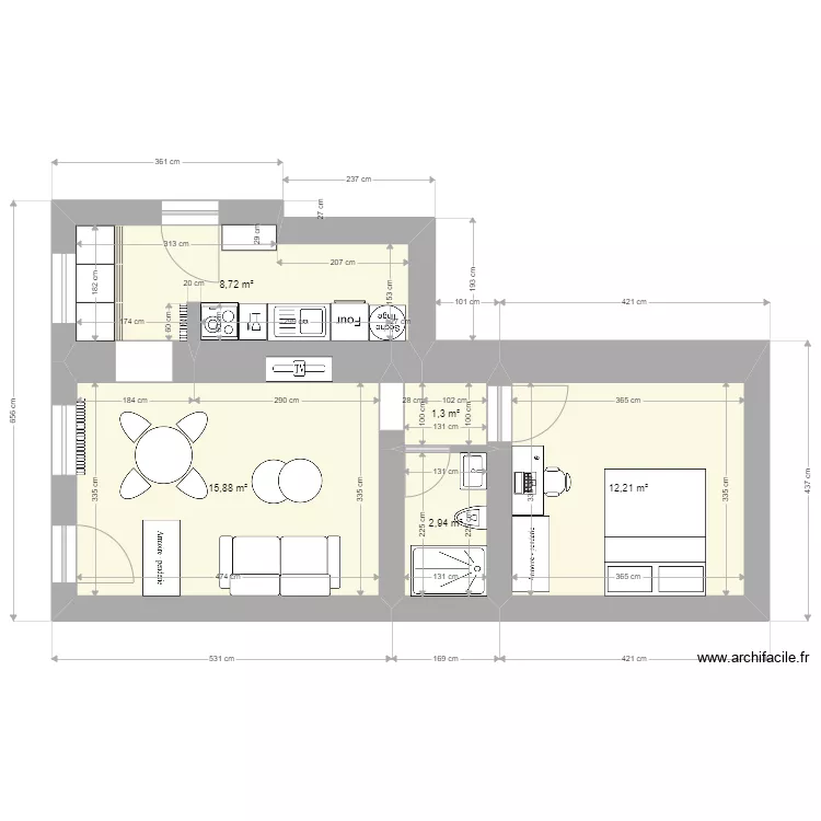 Studio AY 1. Plan de 