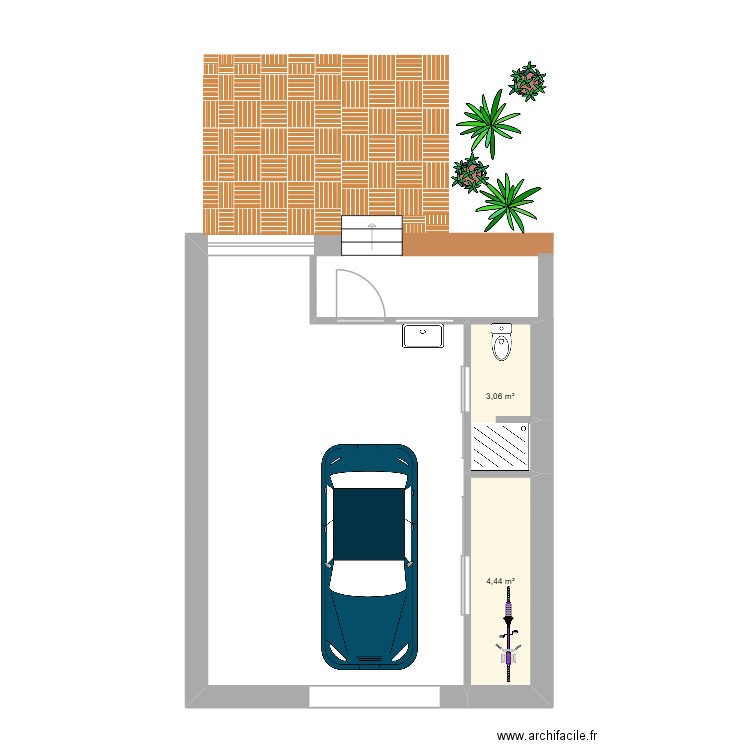exterieur ile de ré. Plan de 2 pièces et 8 m2