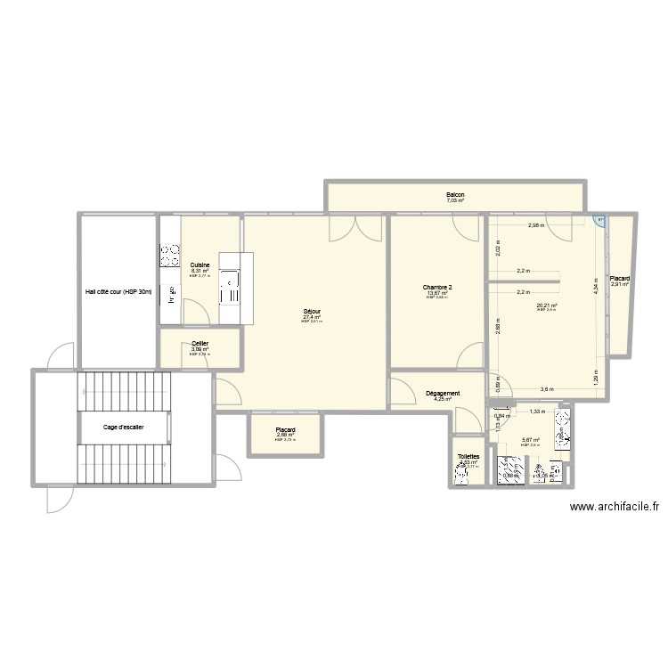 Pasteur. Plan de 17 pièces et 127 m2