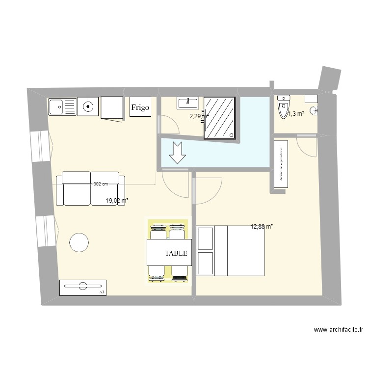 isoard avant. Plan de 5 pièces et 39 m2