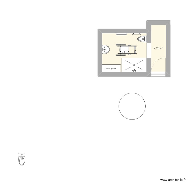 Lhommaizé. Plan de 2 pièces et 8 m2
