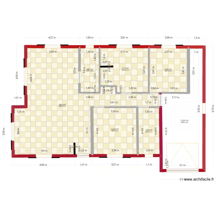 Dolomieu. Plan de 7  et 113 m²