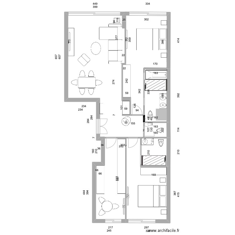 fontainebleau ter. Plan de 4 pièces et 28 m2