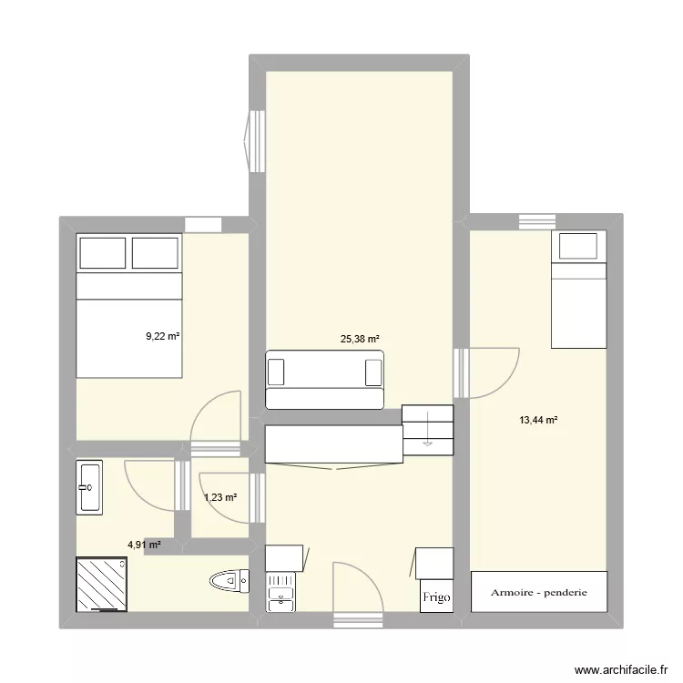 JARRIE 2. Plan de 5 pièces et 54 m²