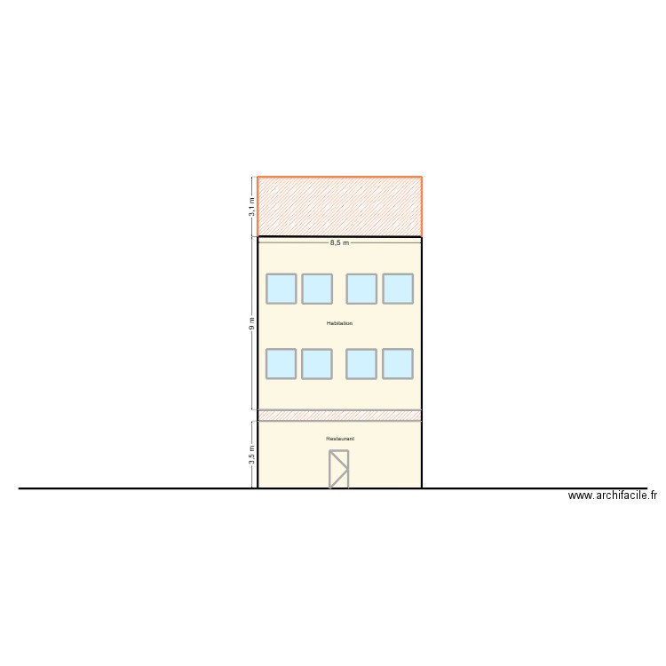 PalavasFace. Plan de 15 pièces et 155 m2