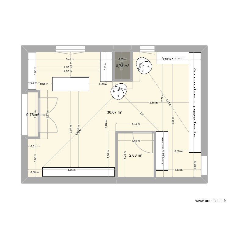 MAISON ECUME. Plan de 4 pièces et 35 m2