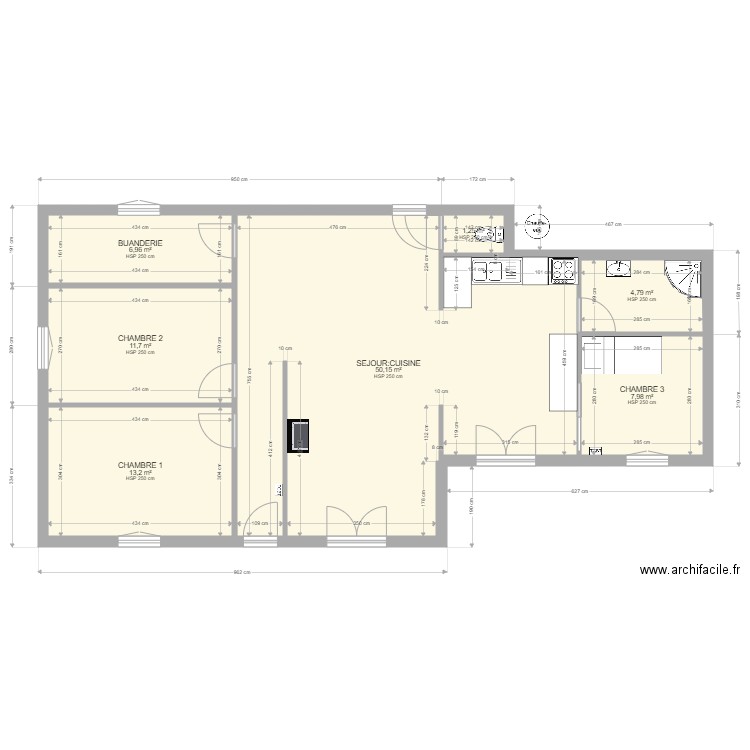 RAIMOND. Plan de 7 pièces et 96 m2