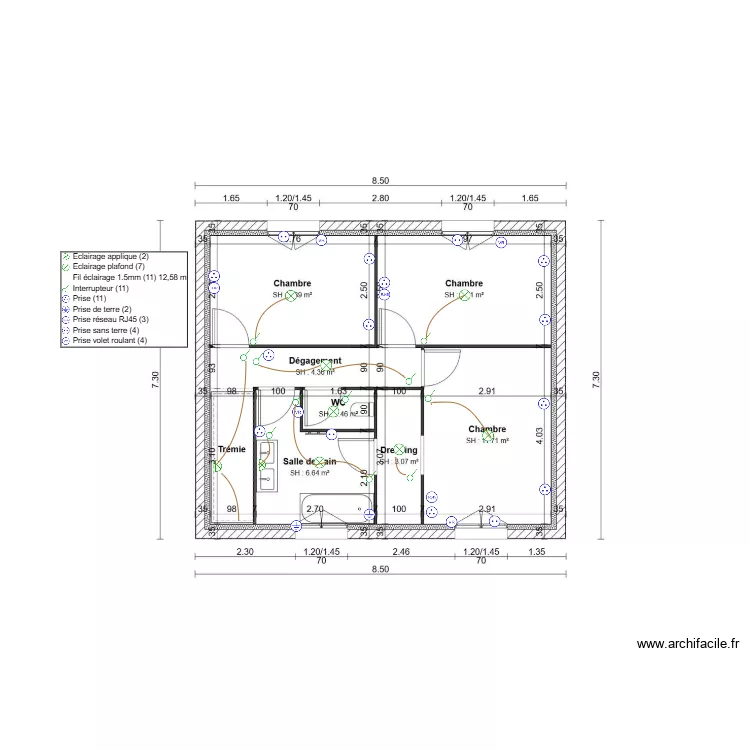 PLAN ELEC BOUR ETAGE. Plan de 