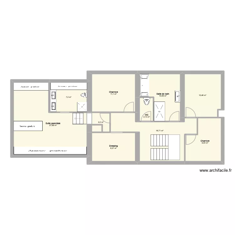 Etage Rumigny. Plan de 10  et 105 m²