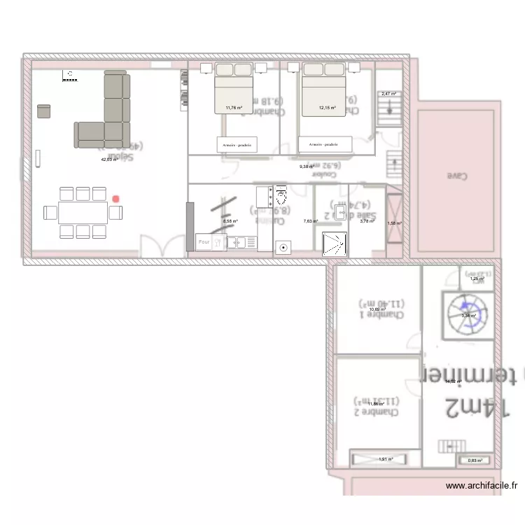 Mazard poulatch - mesures r&eacute;elles sc&eacute;nario1. Plan de 16  et 144 m²