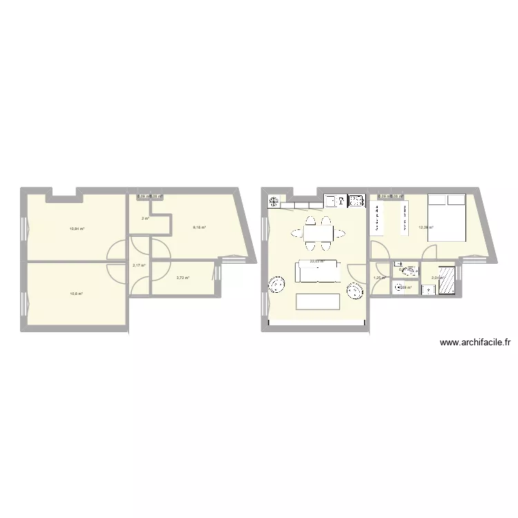Poteau MBA V1. Plan de 16  et 78 m²