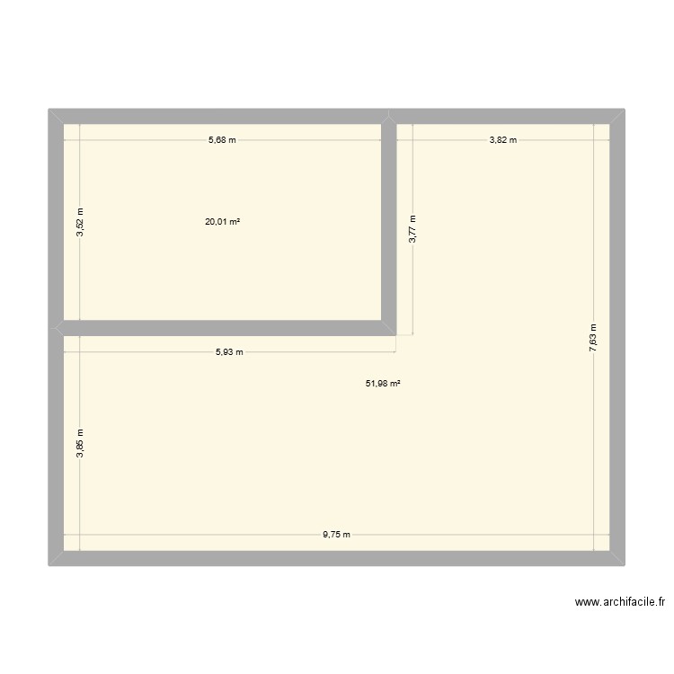 plan 1.0. Plan de 2 pièces et 72 m2