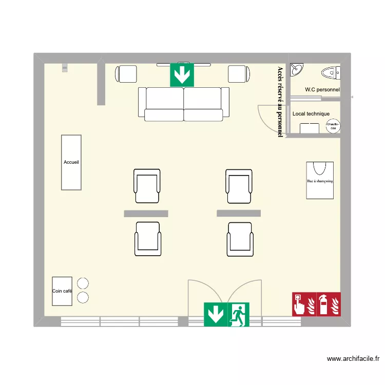 Bloc barber - erp. Plan de 3  et 48 m²