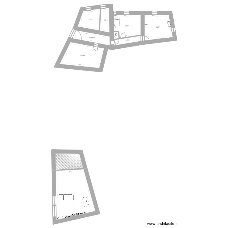 Plan BAS. Plan de 9 pièces et 156 m2