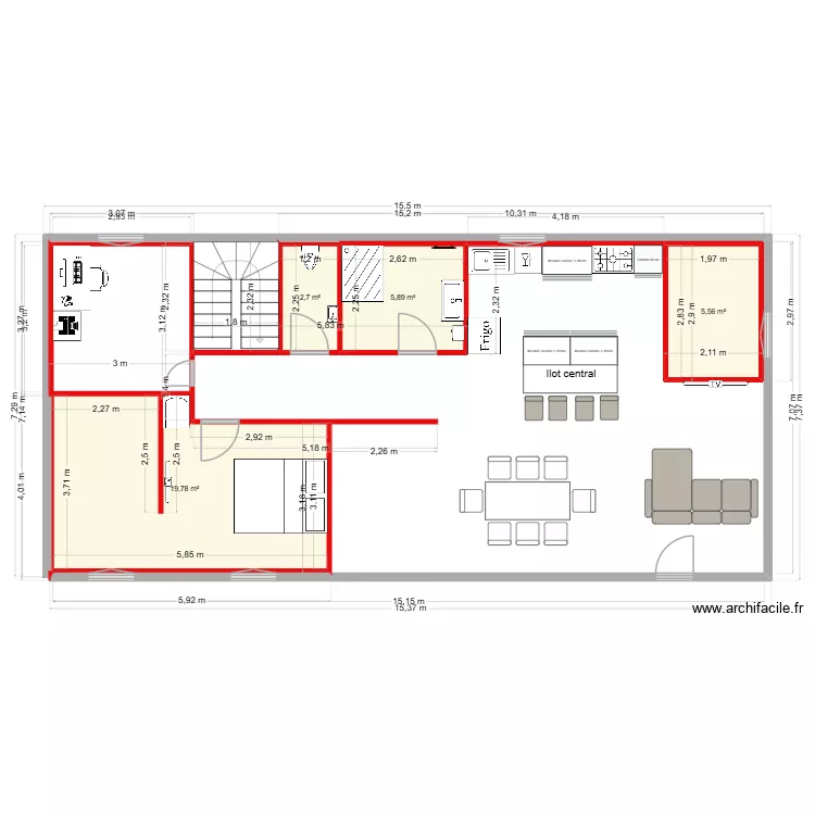 plan maison. Plan de 4  et 34 m²