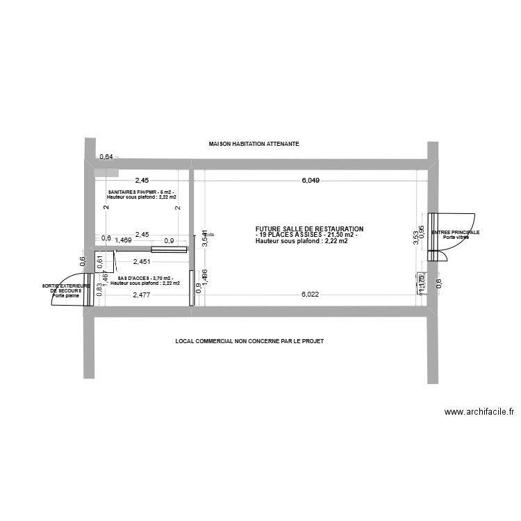 Pièce 4/2 : PLAN DE MASSE DU LOCAL. Plan de 3 pièces et 30 m2