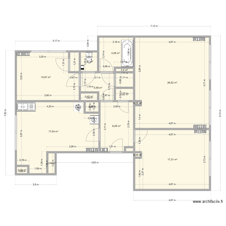 Helene Paras. Plan de 18 pièces et 92 m2