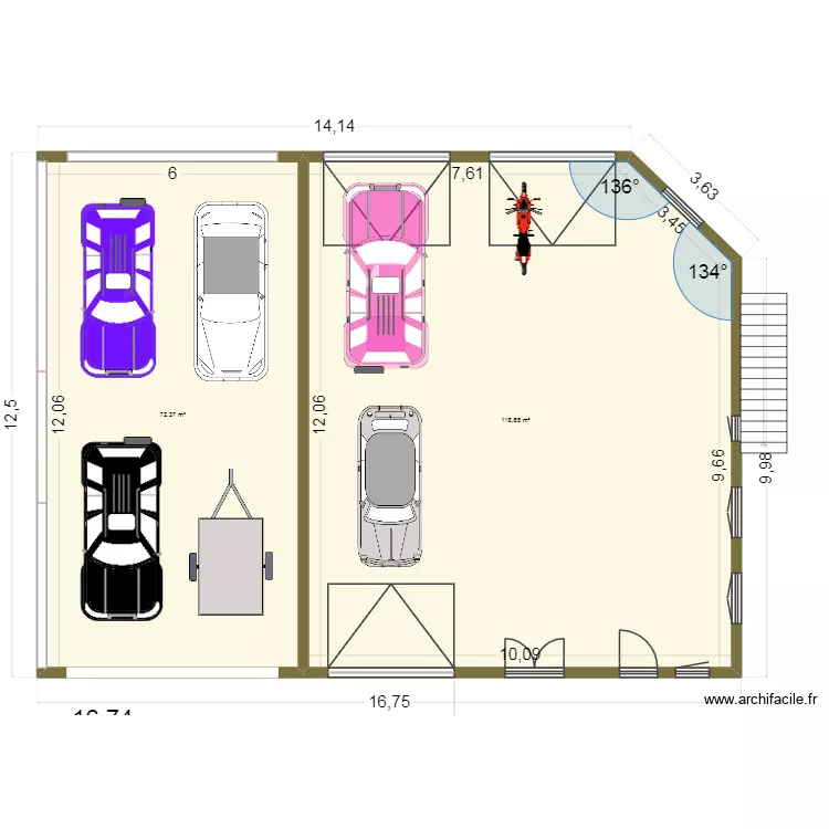vue 3D d&eacute;pendance Beaufort. Plan de 5  et 315 m²