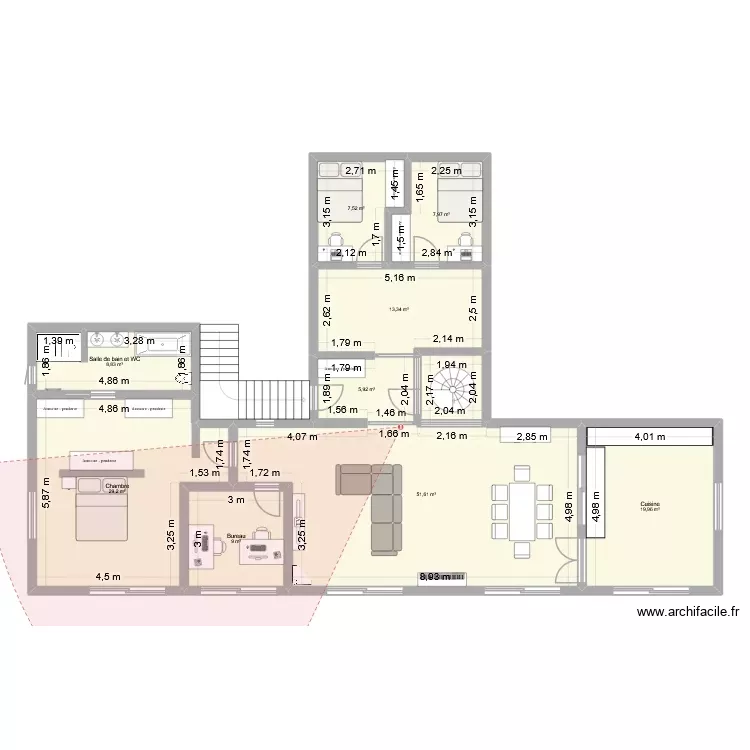 projet n1. Plan de 9 Pièces et 153 m²