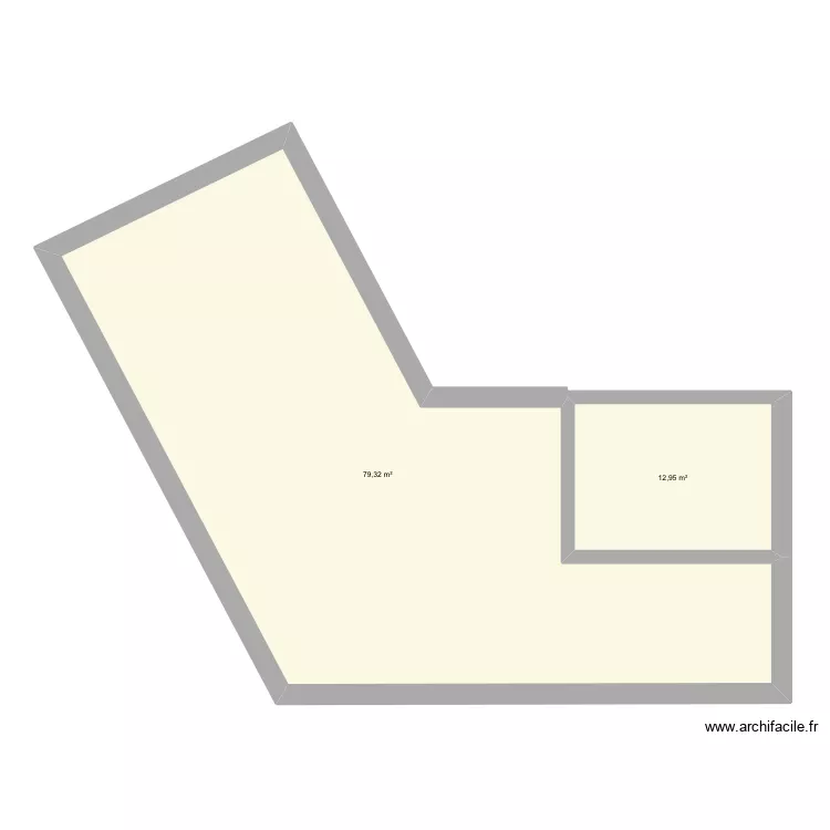 Id&eacute;e en V. Plan de 2  et 92 m²