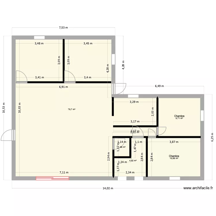 fermette_1. Plan de 5  et 105 m²