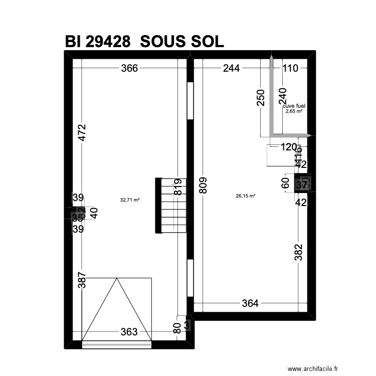 BI 29428. Plan de 24 pièces et 186 m2