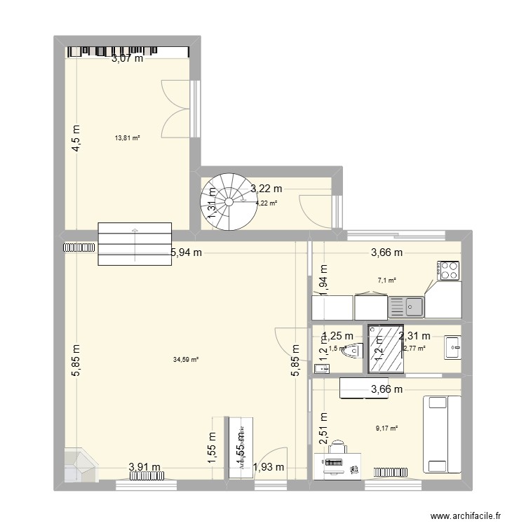 maison Fleurus idée 2. Plan de 7 pièces et 73 m2