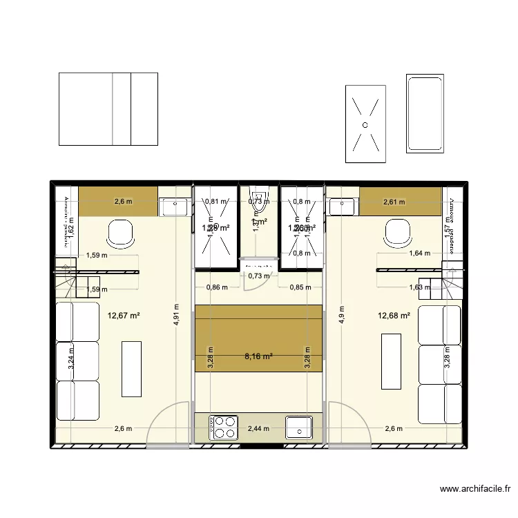 aqueduc. Plan de 6 pièces et 37 m²