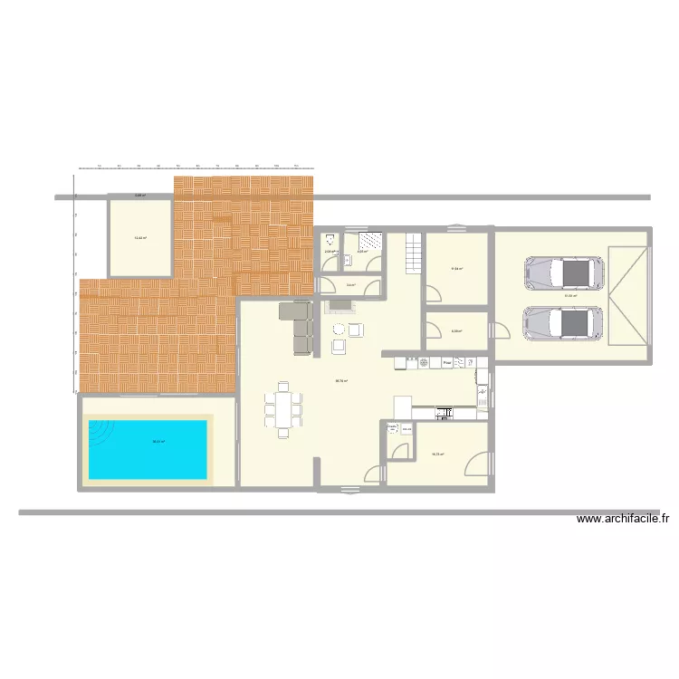 plan RDC superposition. Plan de 11  et 240 m²