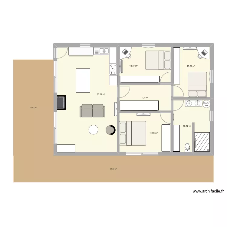 maison 2. Plan de 6 Pièces et 86 m²