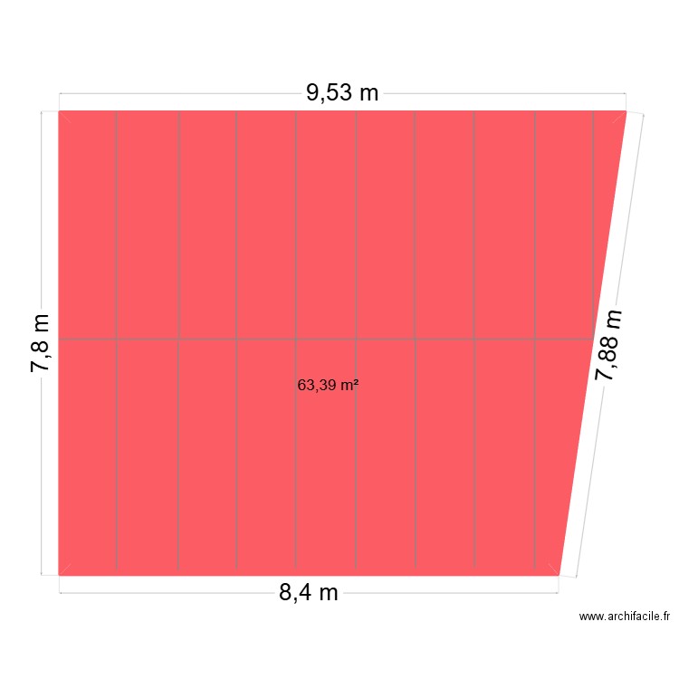 toiture. Plan de 1 pièce et 63 m2