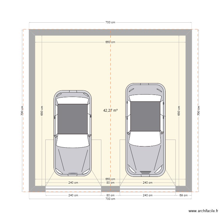 Garage 2 voitures 2 pans. Plan de 0 pièce et 0 m2