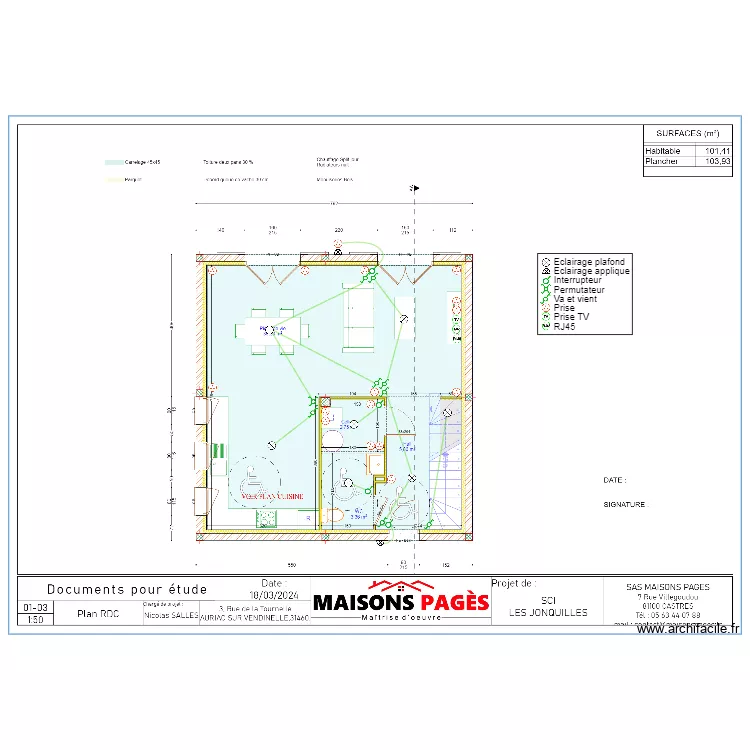 SCI DES JONQUILLES RDC (GAUCHE). Plan de 